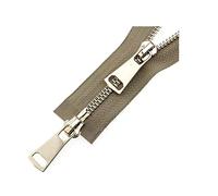 fermeture éclair, fermetures éclair à coudre, 5# double curseurs 60/70/80/90/100/120/150 cm fermeture automatique en métal or rose rouge, 70 cm (couleur : kaki, taille : 60 cm)