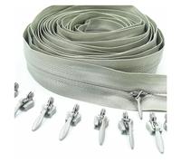 Fermeture éclair Invisible en Nylon, 3#5/10/20 mètres avec curseur 10/20/30, utilisée for les sacs à main de vêtements, 20 couleurs Pour couture, artisanat(Light grey,5 meters 10 Slider)