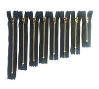Fermeture éclair métallique à verrouillage automatique n° 3 pour coudre jeans, chaussures, jupes en denim, tailles 8/10/11/12/13/15/18/20 cm,Lot de 10 noirs,10 cm