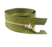 Fermeture éclair métallique n° 3 à extrémité fermée pour la fermeture et la réparation de sacs, 15-30 cm, couture DIY,A - Vert armée - Or,3# - 15 cm