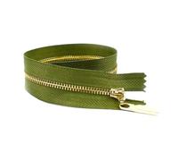 Fermeture éclair métallique n° 3 à extrémité fermée pour la fermeture et la réparation de sacs, 15-30 cm, couture DIY,B - Vert armée - Or,3# - 25 cm