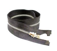 Fermeture éclair métallique n° 3 avec tirette nacrée pour la décoration de sacs et de vêtements, la réparation et la couture DIY (15-30 cm).,A - Noir - Argent,Extrémité fermée - 15 cm