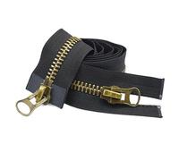 Fermeture éclair métallique n° 8, curseurs doubles 70/80/90/100/120 cm for manteau, doudoune, réparation de fermeture éclair, couture et confection de vêtements.(Black,90cm)