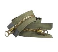 Fermeture éclair métallique n° 8, curseurs doubles 70/80/90/100/120 cm for manteau, doudoune, réparation de fermeture éclair, couture et confection de vêtements.(Green,120cm)