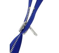 Fermeture éclair réversible en métal argenté - 5 mm - Séparable - Pour veste (bleu roi, 50 cm)