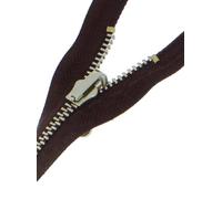 Fermeture éclair réversible en métal argenté - 5 mm - Séparable - Pour veste (marron, 60 cm)
