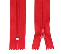 Fermeture Eclair Rouge à Glissière Non Séparable Maille 3 mm Curseur Métal Rouge (40cms)