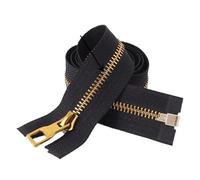 Fermeture éClair Serrure automatique à extrémité ouverte noire, 50-80cm, 3 #/5 #/8 #, fermeture éclair en métal doré, bricolage artisanal for vêtements, poche de vêtement, chaussure(Gold,70CM_NO.3)