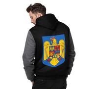 Fermeture Éclair Sweatshirt Doublure Polaire Oversize Roumanie Emblème National Lettres Graphiques Pull Col Rond Manches Longues Coupe Ample Sweat Vêtements du S Au 5XL