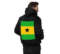 Fermeture Éclair Sweatshirt Doublure Polaire Oversize Sao Tomé-et-Principe Drapeau Lettres Graphiques Pull Col Rond Manches Longues Coupe Ample Sweat Vêtements du S Au 5XL
