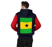 Fermeture Éclair Sweatshirt Doublure Polaire Oversize Sao Tomé-et-Principe Drapeau Lettres Graphiques Pull Col Rond Manches Longues Coupe Ample Sweat Vêtements du S Au 5XL