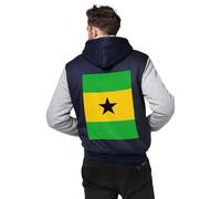 Fermeture Éclair Sweatshirt Doublure Polaire Oversize Sao Tomé-et-Principe Drapeau Lettres Graphiques Pull Col Rond Manches Longues Coupe Ample Sweat Vêtements du S Au 5XL