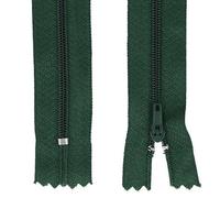 Fermeture Eclair Vert Bouteille à Glissière Non Séparable Maille 3 mm Curseur Métal Vert Bouteille (18cms)