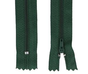 Fermeture Eclair Vert Bouteille à Glissière Non Séparable Maille 3 mm Curseur Métal Vert Bouteille (18cms)