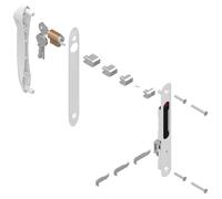 Fermeture encastrée double à crochet - DS8299-036 - Blanc RAL9010 - Rénovation coulissants aluminium - Verrouillage à clé