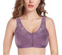 Fermeture Frontale Soutiens-Gorge De Mastectomie Post-opératoire avec Poches Soutien-Gorge à Couverture Complète en Coton Lingerie sans Fil De Tous Les Jours pour Femmes, Purple, 38/85ABC