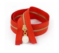 fermeture métallique multicolore, Fermeture éclair en métal à curseur unique, 3 multicolores, plusieurs tailles, 2/5 pièces, couture de veste et manteau(Red,25CM-CLOSEEND-5PCS)