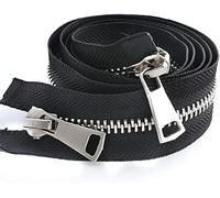 Fermetures à glissière en métal et nylon, fermeture éclair invisible, 8# 70/80/100/120 cm à double extrémité ouverte, fermeture éclair noire en métal, vêtements veste manteau extérieur fermeture écla