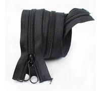 Fermetures à glissière en nylon à ruban continu avec curseur, 3#, 5#, 8#, 10#, 1/2/5 mètres de longueur, pour la réparation de vêtements, vestes et valises(BlackDouble,1M_NO8)