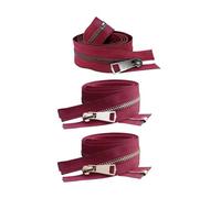 Fermetures à glissière métalliques à verrouillage automatique et à extrémité ouverte colorées (20-80 cm) - pour vêtements, poches, vêtements,Vin rouge,Fermeture éclair argentée - 60 cm