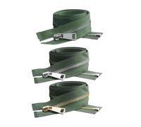Fermetures à glissière métalliques à verrouillage automatique et à extrémité ouverte colorées (20-80 cm) - pour vêtements, poches, vêtements,Vert armée,Fermeture éclair dorée - 80 cm