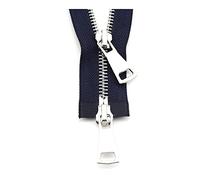 Fermetures à glissière ouvertes, fermetures métalliques double curseur 5# 60/70/80/90/100/120/150 cm, fermeture verrouillage automatique for veste, accessoires de couture(Navy,90cm)