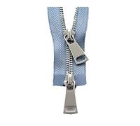 Fermetures à glissière ouvertes, fermetures métalliques double curseur 5# 60/70/80/90/100/120/150 cm, fermeture verrouillage automatique for veste, accessoires de couture(Light Blue,70cm)