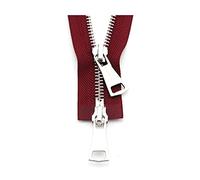 Fermetures à glissière ouvertes, fermetures métalliques double curseur 5# 60/70/80/90/100/120/150 cm, fermeture verrouillage automatique for veste, accessoires de couture(Wine Red,90cm)