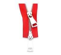 Fermetures à glissière ouvertes, fermetures métalliques double curseur 5# 60/70/80/90/100/120/150 cm, fermeture verrouillage automatique for veste, accessoires de couture(Red,120cm)