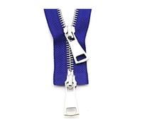 Fermetures à glissière ouvertes, fermetures métalliques double curseur 5# 60/70/80/90/100/120/150 cm, fermeture verrouillage automatique for veste, accessoires de couture(Royal Blue,90cm)