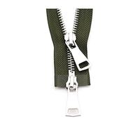 Fermetures à glissière ouvertes, fermetures métalliques double curseur 5# 60/70/80/90/100/120/150 cm, fermeture verrouillage automatique for veste, accessoires de couture(Army Green,90cm)