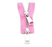 Fermetures à glissière ouvertes, fermetures métalliques double curseur 5# 60/70/80/90/100/120/150 cm, fermeture verrouillage automatique for veste, accessoires de couture(Pink,70cm)