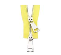 Fermetures à glissière ouvertes, fermetures métalliques double curseur 5# 60/70/80/90/100/120/150 cm, fermeture verrouillage automatique for veste, accessoires de couture(Yellow,70cm)