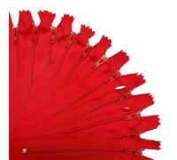 Fermetures Éclair en Nylon KGS pour Couture et Loisirs Créatifs | Rouge | 23 cm / 9 Pouces | Lot de 20 |Fermetures Éclair #3 pour Sacs, Trousse, Housses de Coussin et Projets DIY