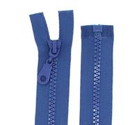 Fermetures éclair en plastique avec dents grossières, divisibles, de 5 mm (90 cm, bleu jean)