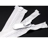 Fermetures, Manteau à double curseur noir et blanc à fermeture éclair ouverte, 8#, for couture(White,60cm)