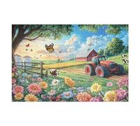 Fermier avec Tracteur dans Le Champ de Fleurs 1000 Pièces Puzzle Personne Âgée en Carton Anti-Déchirure Facile Débutant Anti-Stress Thérapie Occupationnelle Cadeau Anniversaire Pas Cher 1000 PCS