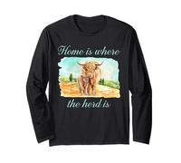 Fermier Highland Vache Veau Troupeau Maison Ferme Vie Rurale Manche Longue