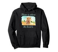 Fermier Highland Vache Veau Troupeau Maison Ferme Vie Rurale Sweat à Capuche