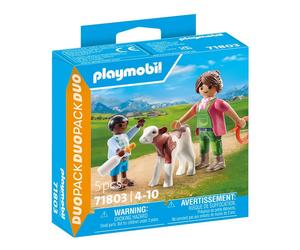 Fermière avec Enfant et Veau - Figurine de Collection en Détails Réalistes