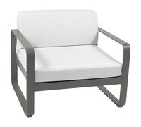 Fermob Fauteuil de jardin Bellevie romarin coussin étoffe Sunbrella® gris blanc