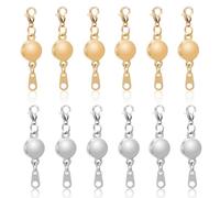 Fermoir à Homard Magnétique Facile Attaché Connecteur de Bijoux Extension pour la Fabrication de DIY Bijoux de Bracelet et de Collier, 12 Pièces Argent et Or