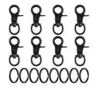 Fermoir À Ressort Noir 8 Pièces, Anneau Plat 8 Pièces, Mousqueton Pivotant, Fermoir À Homard En Métal, Mousqueton Porte-Clés, Porte-Clés