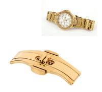Fermoir de montre pliant à double bouton-poussoir doré de 6 à 19 mm pour hommes et femmes