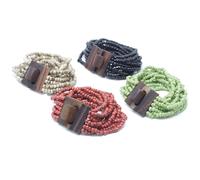 Fermoir en bois pour bracelet multi-perles - Couleurs assorties- Vendu par 1