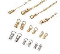 Fermoir Magnetique Embouts à sertir en laiton plaqué or 14 carats avec boucle for cordons et chaînes en cuir, bijoux DIY(WHITE,10 pieces)