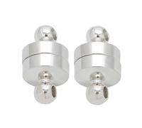 Fermoir Magnetique Lot de 10 fermoirs magnétiques ronds à extrémité cylindrique for connecteur de chaîne et de corde, bijoux à faire soi-même(Silver)