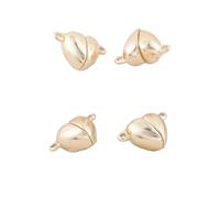 Fermoir Magnetique Lot de 6 fermoirs magnétiques en forme de cœur plaqués or 14 carats, 9 x 14,5 mm, for bracelets, bijoux à bricoler soi-même