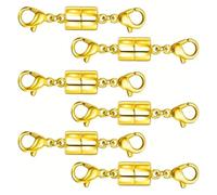 Fermoir Magnetique Rallonge de collier magnétique avec double fermoir mousqueton et connecteur de bracelet fermé for chaînes(6pcs Gold)