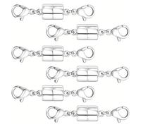 Fermoir Magnetique Rallonge de collier magnétique avec double fermoir mousqueton et connecteur de bracelet fermé for chaînes(6pcs Silver)